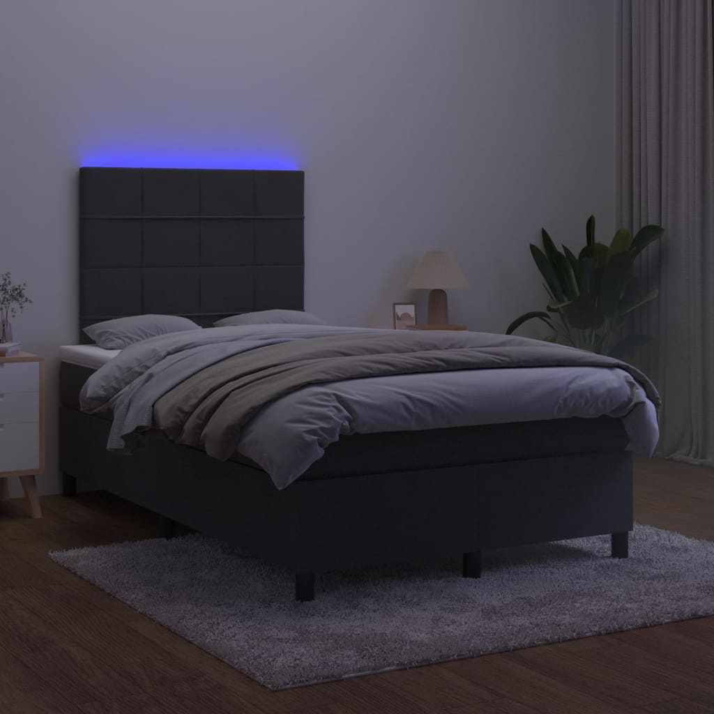 vidaXL Boxspringbett mit Matratze & LED Schwarz 120x200 cm Samt - Image 4