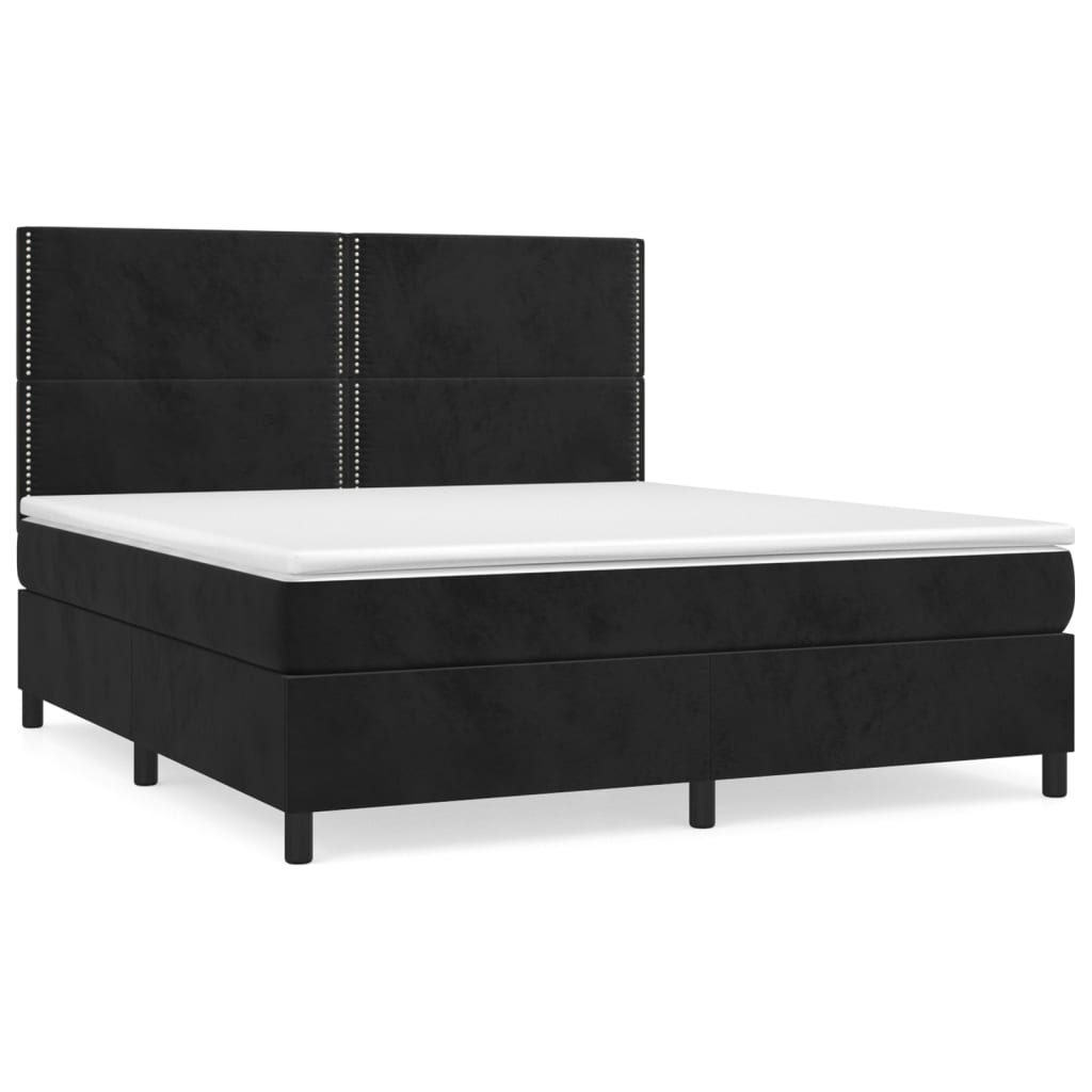 vidaXL Boxspringbett mit Matratze Schwarz 180x200 cm Samt - Image 2