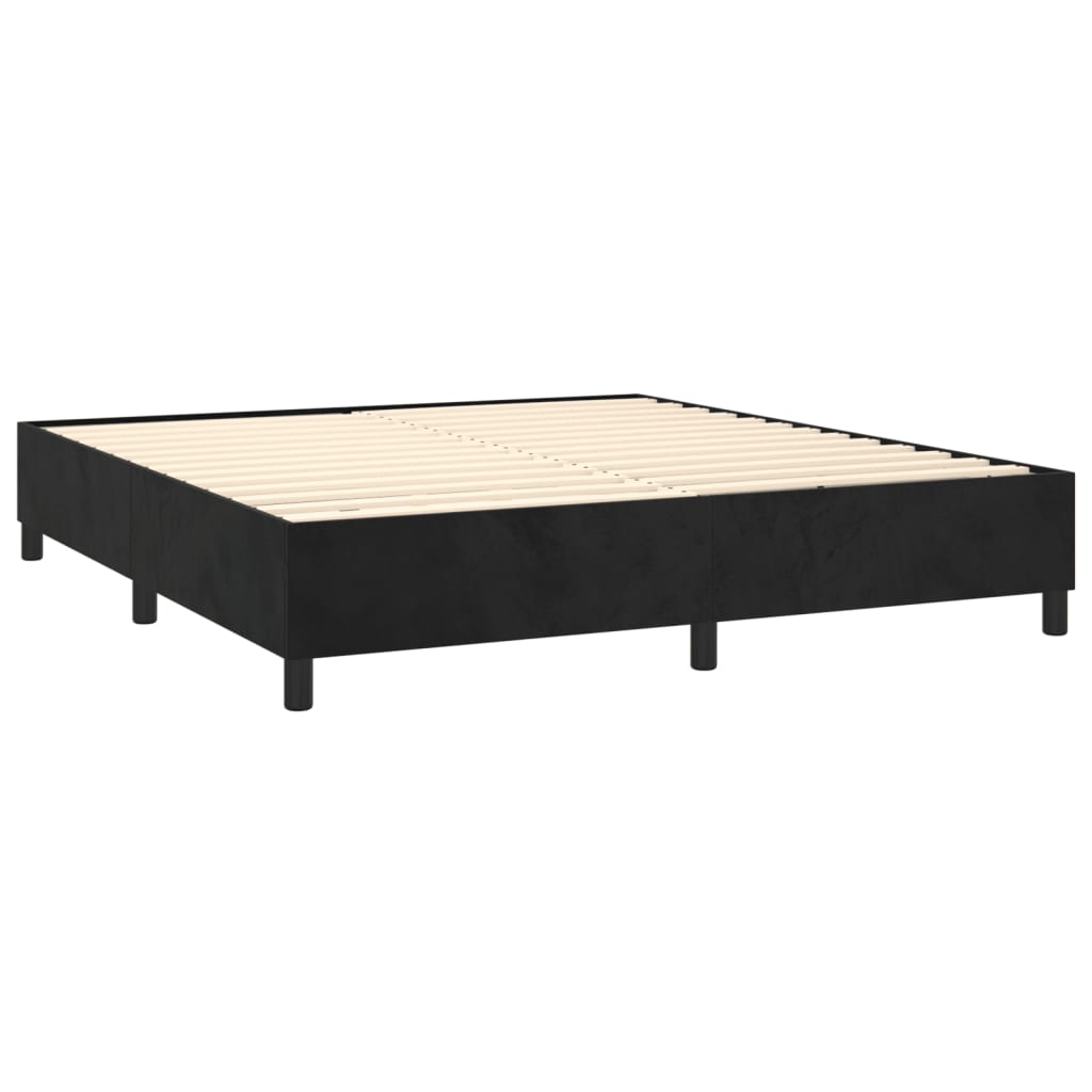 vidaXL Boxspringbett mit Matratze Schwarz 180x200 cm Samt - Image 4