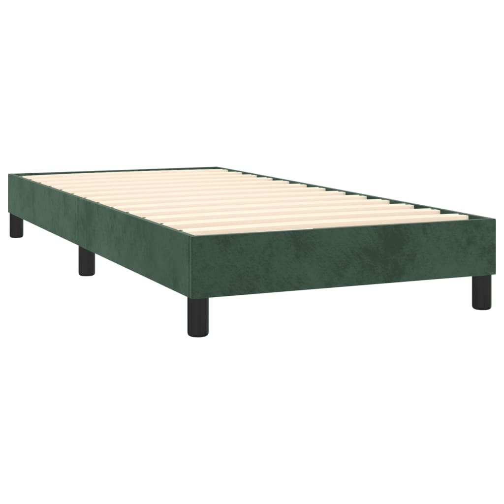 vidaXL Boxspringbett mit Matratze Dunkelgrün 80x200 cm Samt - Image 4
