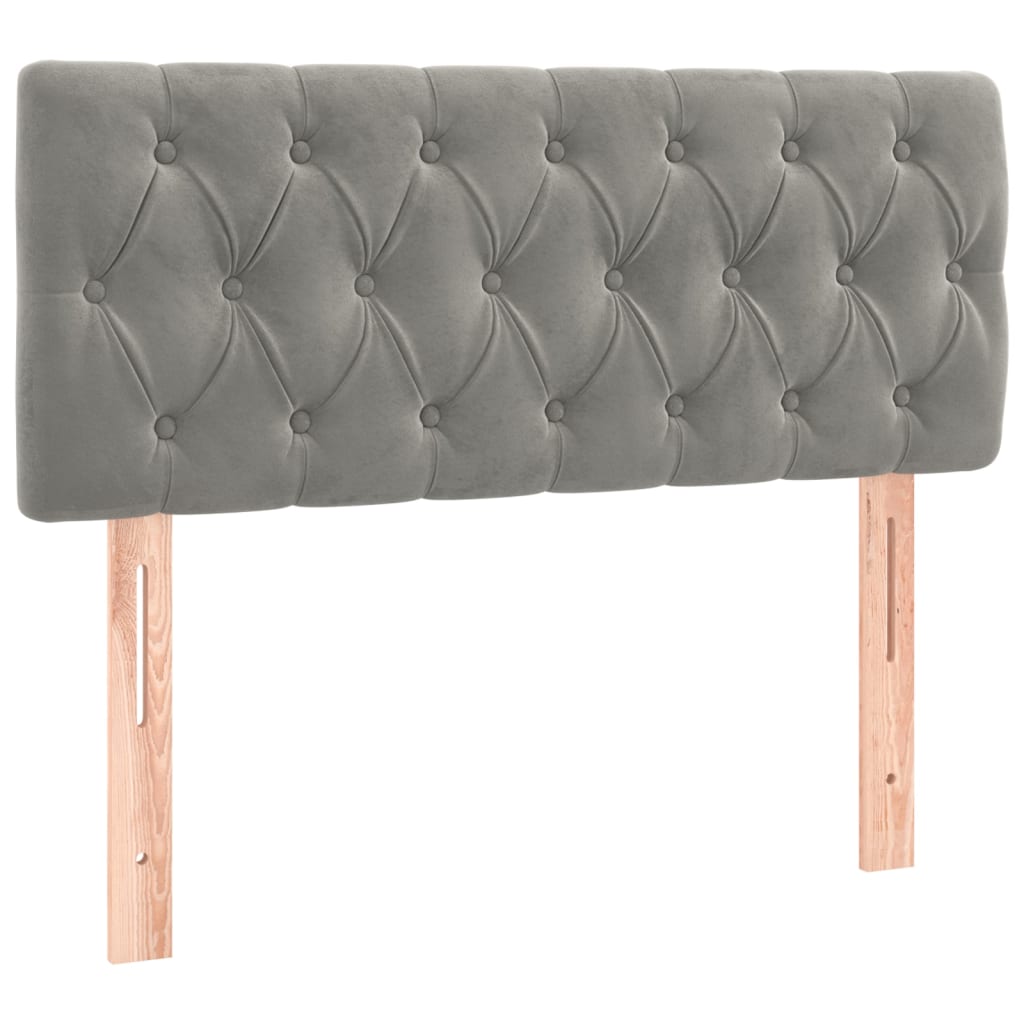 vidaXL Boxspringbett mit Matratze Hellgrau 120x200 cm Samt - Image 6