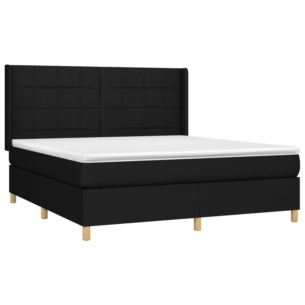 vidaXL Boxspringbett mit Matratze & LED Schwarz 180x200 cm Stoff - Image 4