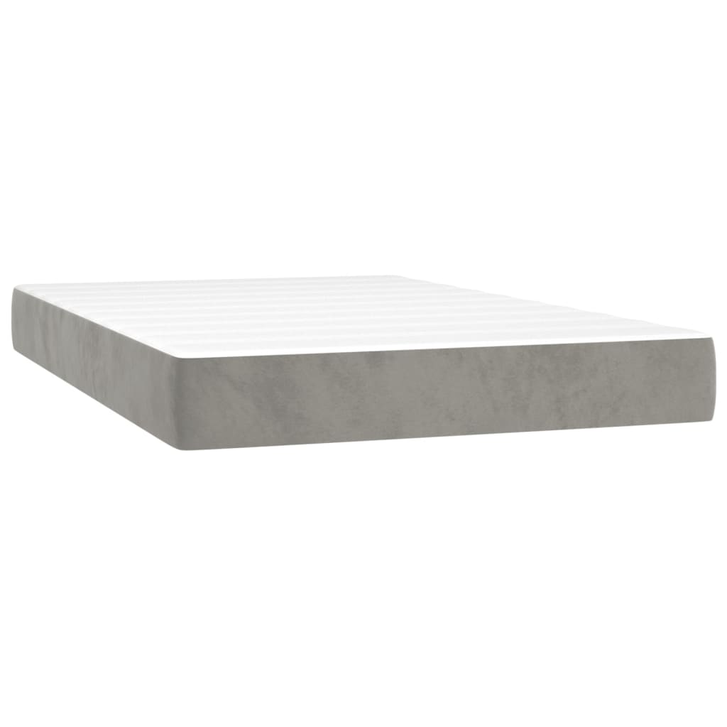 vidaXL Boxspringbett mit Matratze Hellgrau 120x200 cm Samt - Image 5