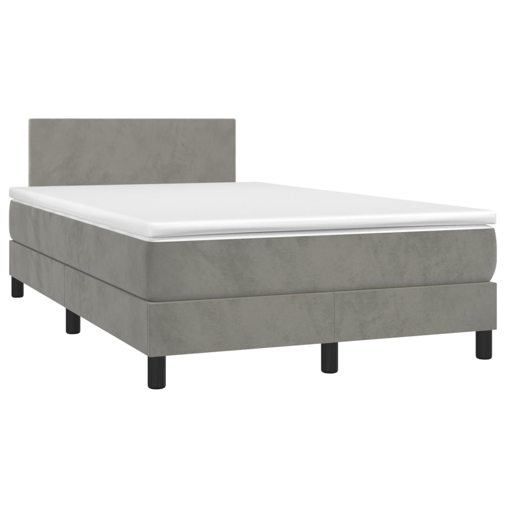 vidaXL Boxspringbett mit Matratze Hellgrau 120x200 cm Samt - Image 3