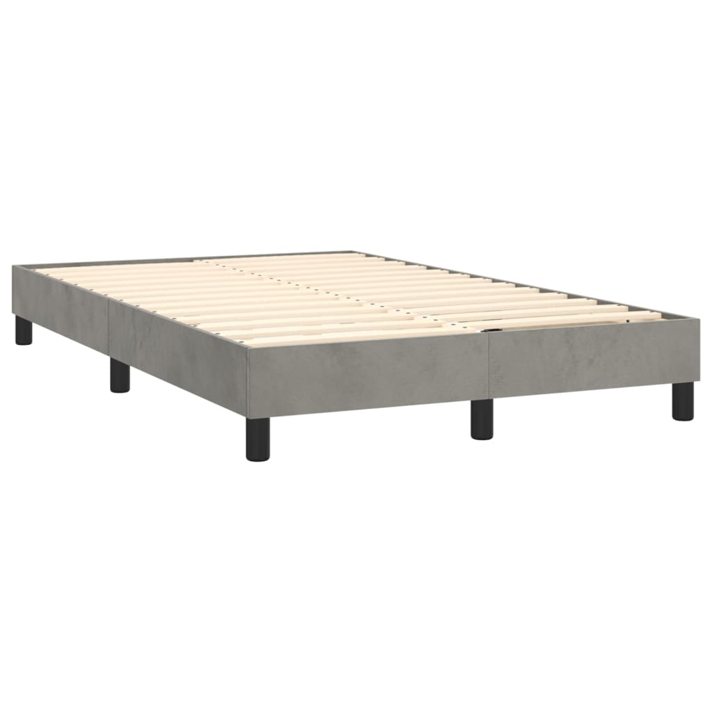 vidaXL Boxspringbett mit Matratze Hellgrau 120x200 cm Samt - Image 4