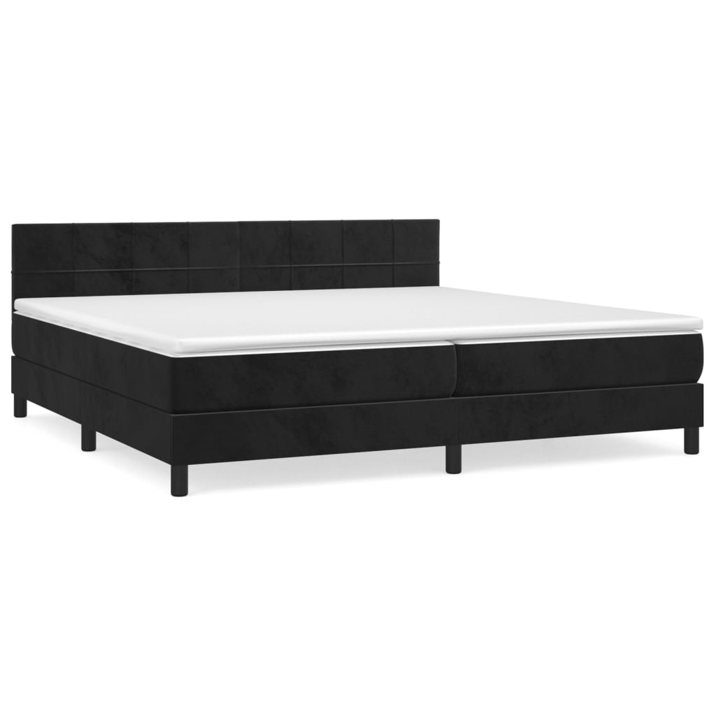 vidaXL Boxspringbett mit Matratze Schwarz 200x200 cm Samt - Image 2