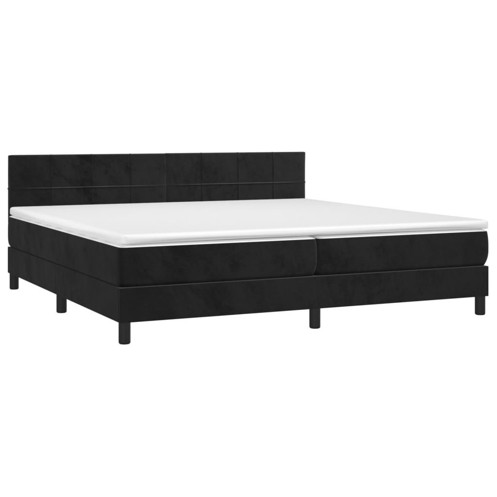 vidaXL Boxspringbett mit Matratze Schwarz 200x200 cm Samt - Image 3