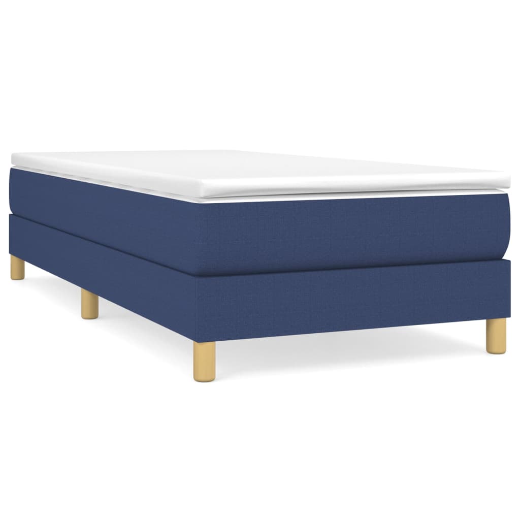 vidaXL Boxspringbett mit Matratze Blau 90x200 cm Stoff - Image 2