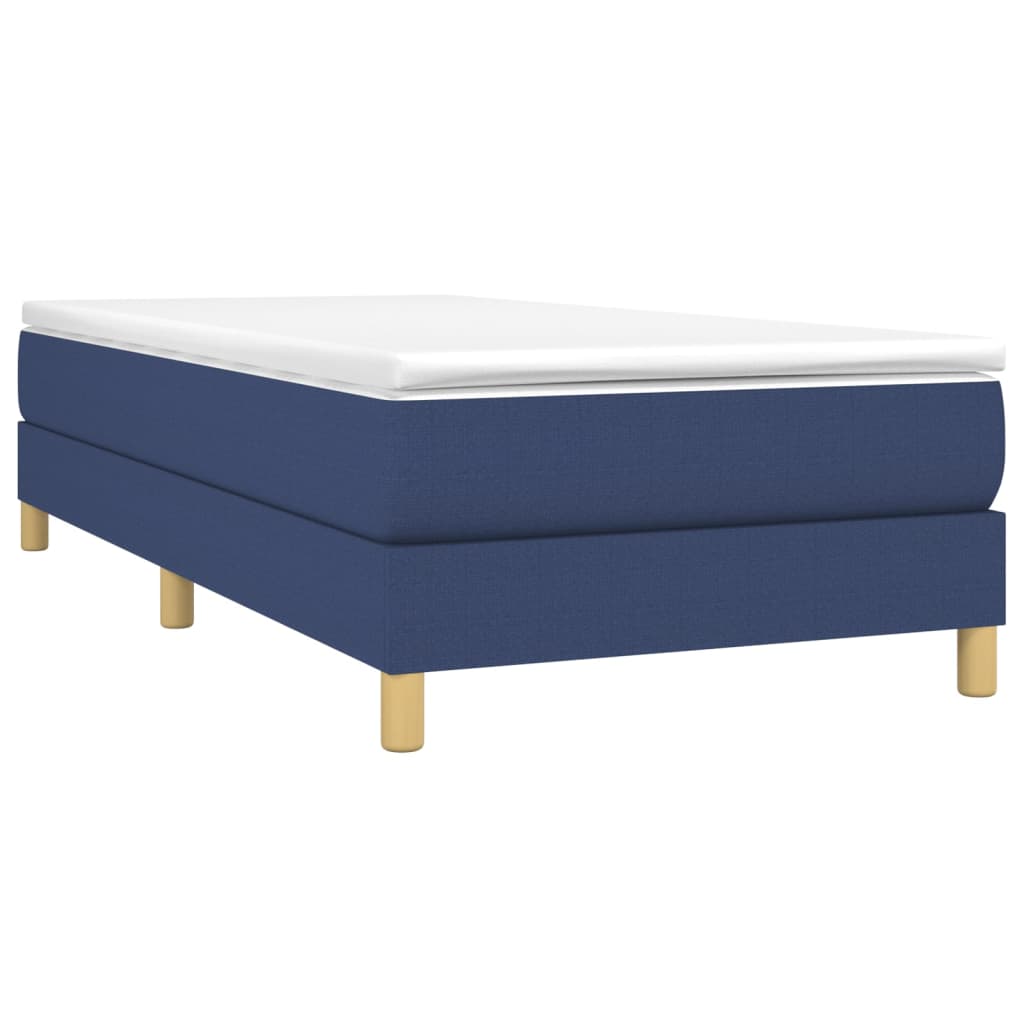 vidaXL Boxspringbett mit Matratze Blau 90x200 cm Stoff - Image 3