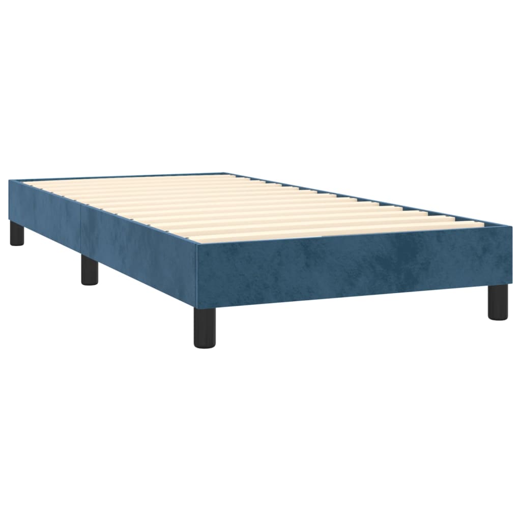 vidaXL Boxspringbett mit Matratze Dunkelblau 80x200 cm Samt - Image 4