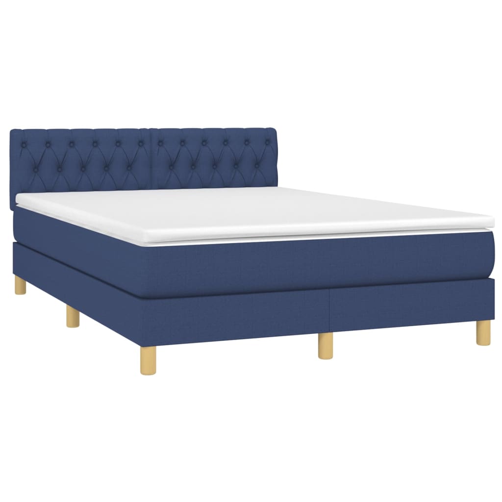 vidaXL Boxspringbett mit Matratze & LED Blau 140x190 cm Stoff - Image 3