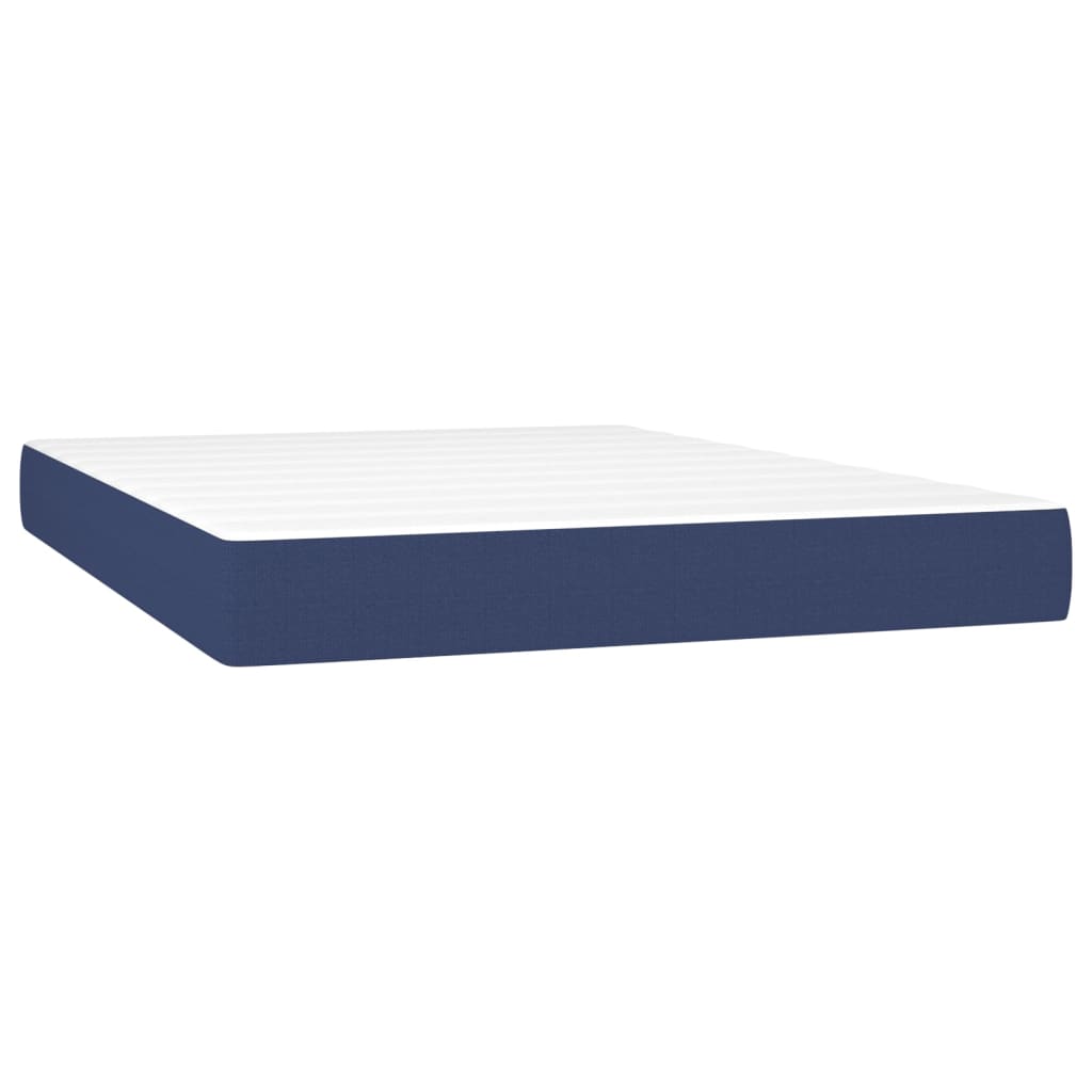 vidaXL Boxspringbett mit Matratze & LED Blau 140x190 cm Stoff - Image 6