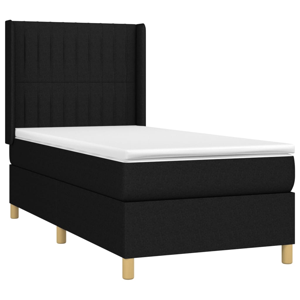 vidaXL Boxspringbett mit Matratze & LED Schwarz 90x190 cm Stoff - Image 4