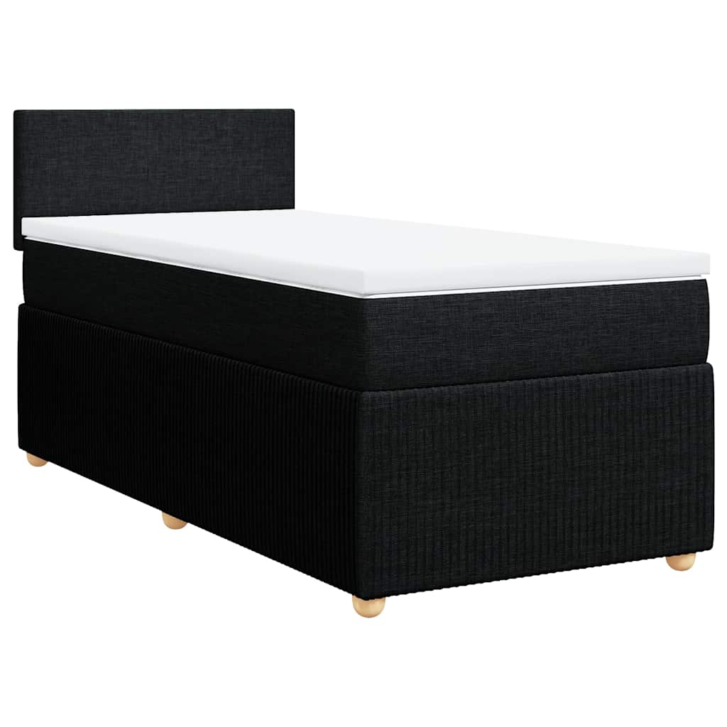 vidaXL Boxspringbett mit Matratze Schwarz 90x190 cm Stoff - Image 3