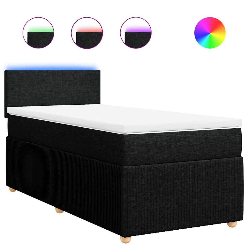 vidaXL Boxspringbett mit Matratze Schwarz 90x190 cm Stoff - Image 2
