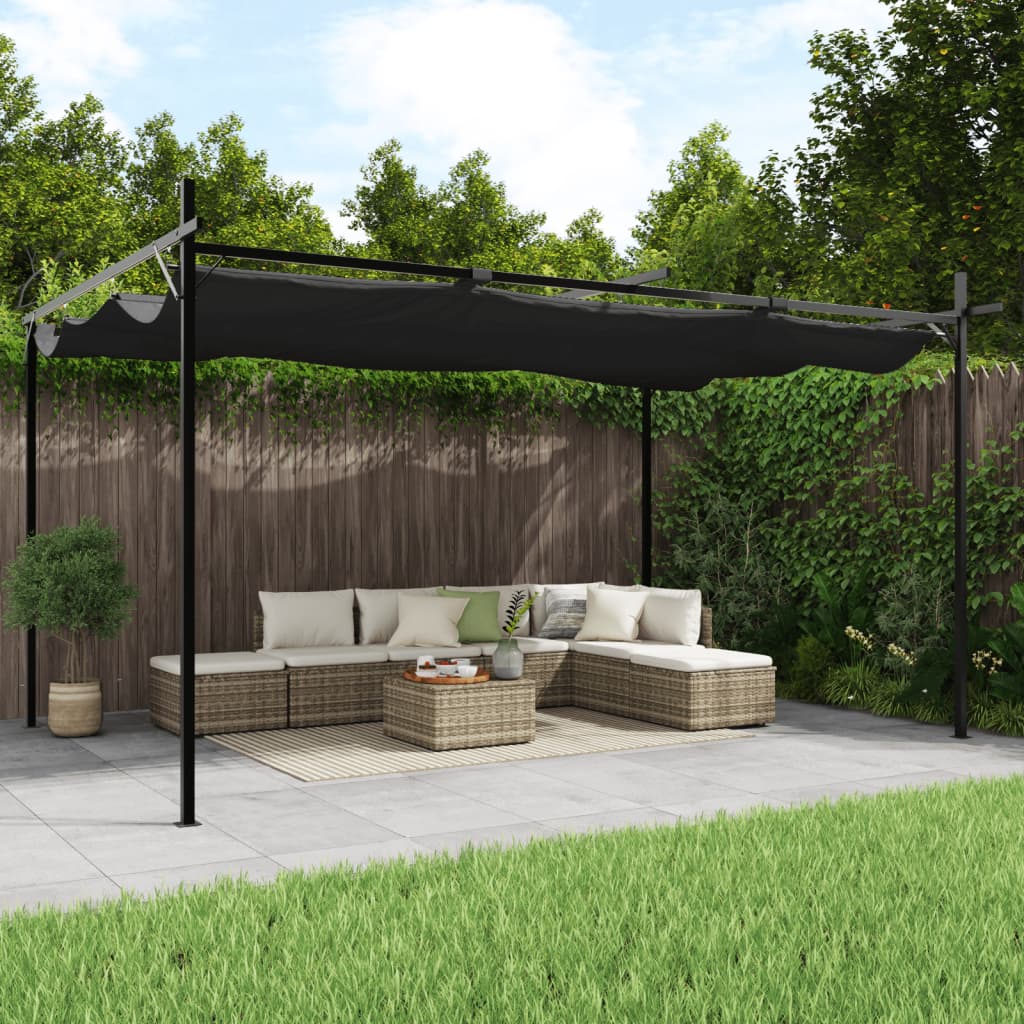 vidaXL Pergola mit Schiebedach Anthrazit 395x292x230 cm