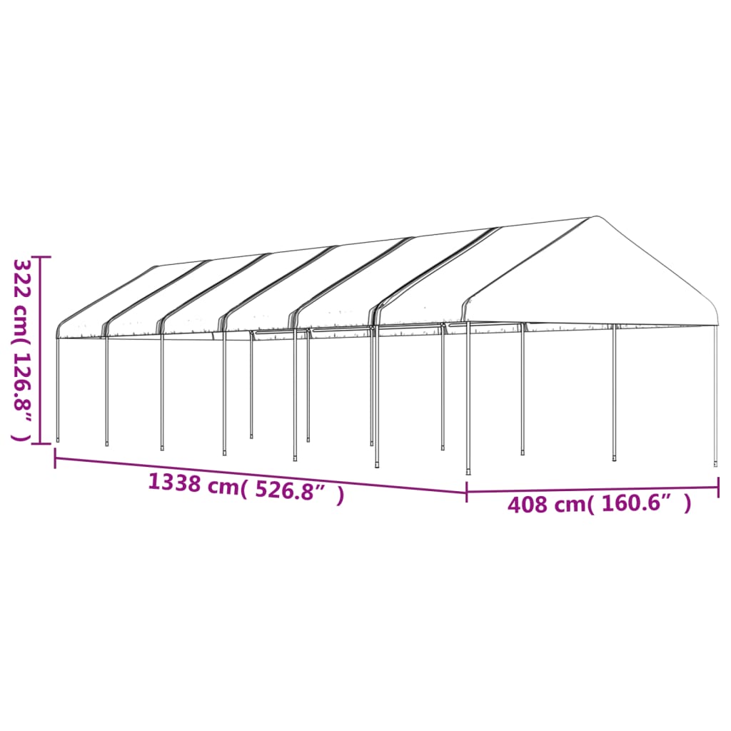 vidaXL Pavillon mit Dach Weiß 13,38x4,08x3,22 m Polyethylen - Image 5