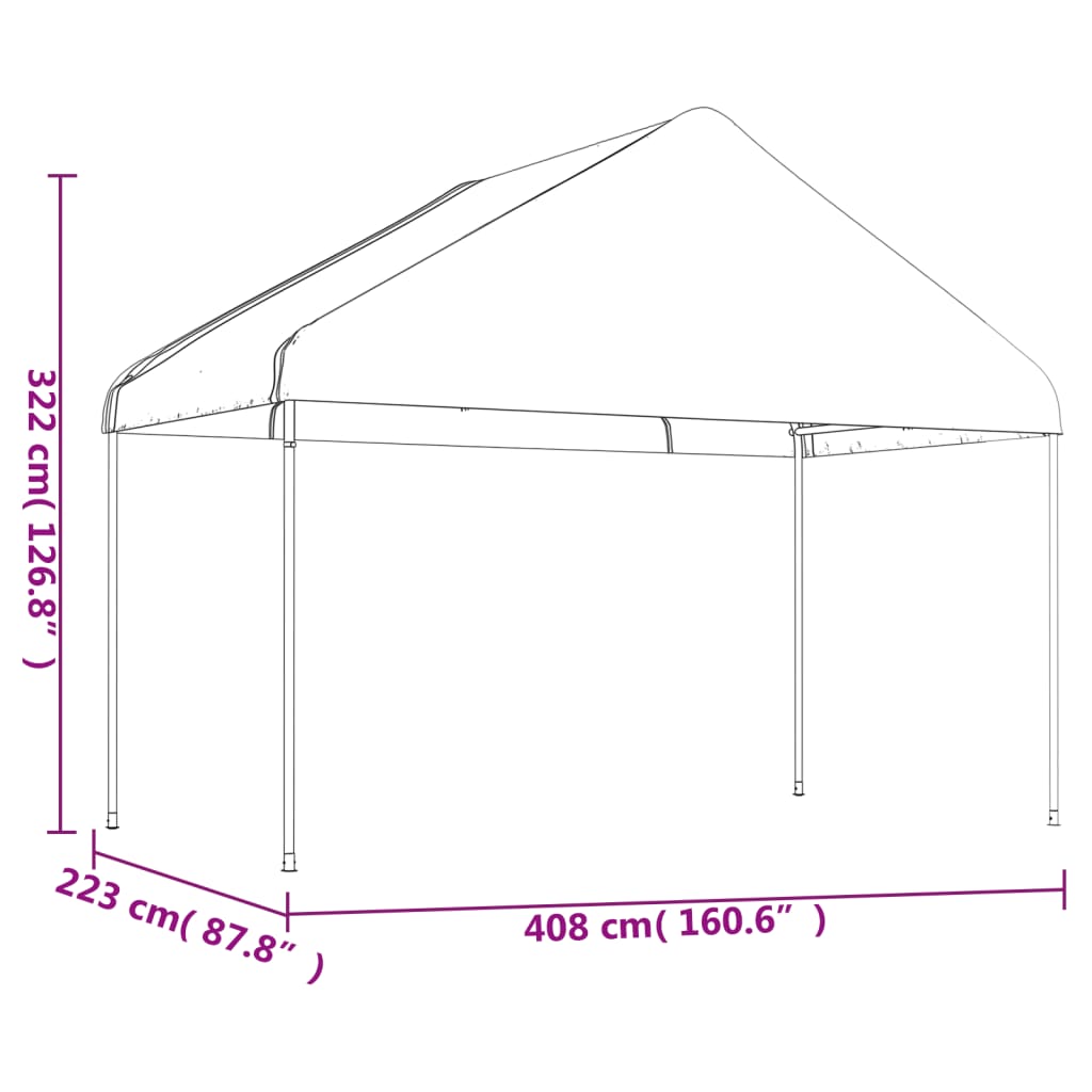 vidaXL Pavillon mit Dach Weiß 13,38x4,08x3,22 m Polyethylen - Image 6
