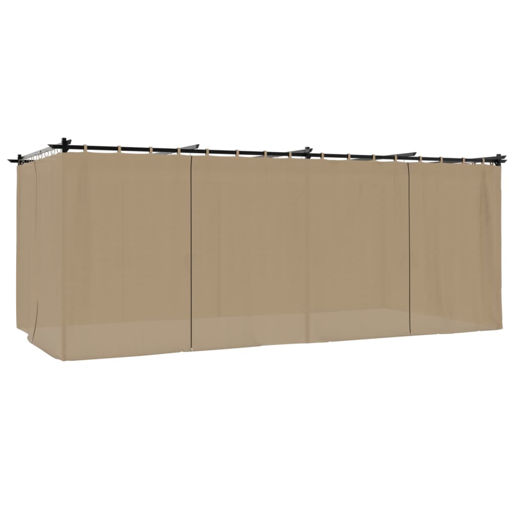vidaXL Pavillon mit Vorhängen Taupe 6x3 m Stahl - Image 6