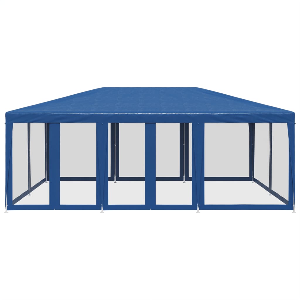 vidaXL Partyzelt mit 10 Mesh-Seitenteilen Blau 6x4 m HDPE - Image 3