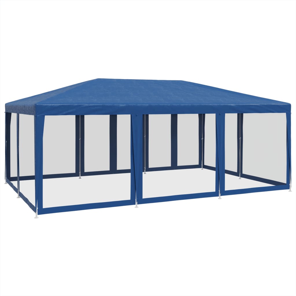 vidaXL Partyzelt mit 10 Mesh-Seitenteilen Blau 6x4 m HDPE - Image 5