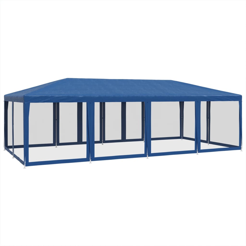 vidaXL Partyzelt mit 12 Mesh-Seitenteilen Blau 8x4 m HDPE - Image 5