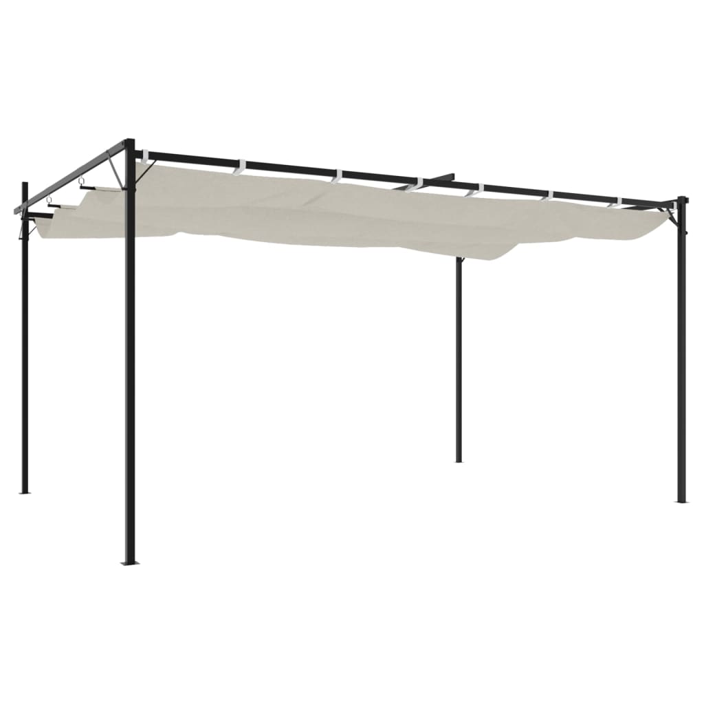 vidaXL Pergola mit Schiebedach Creme 395x292x230 cm - Image 5