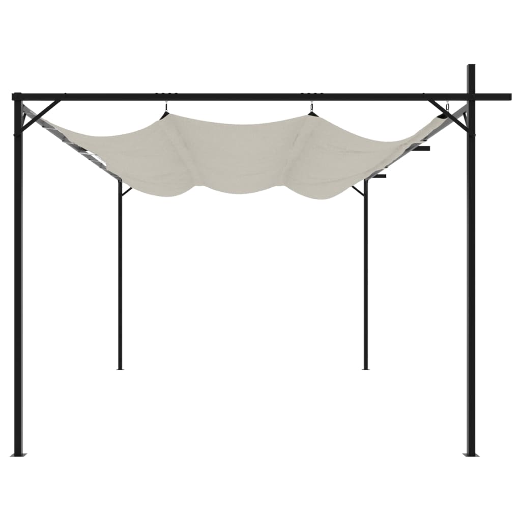 vidaXL Pergola mit Schiebedach Creme 395x292x230 cm - Image 4