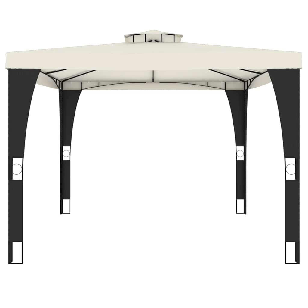 vidaXL Pavillon mit Doppeldach Creme 3,98x2,98 m Stahl - Image 4