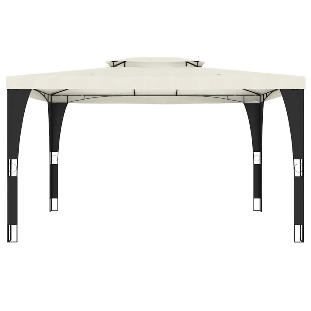 vidaXL Pavillon mit Doppeldach Creme 3,98x2,98 m Stahl - Image 3