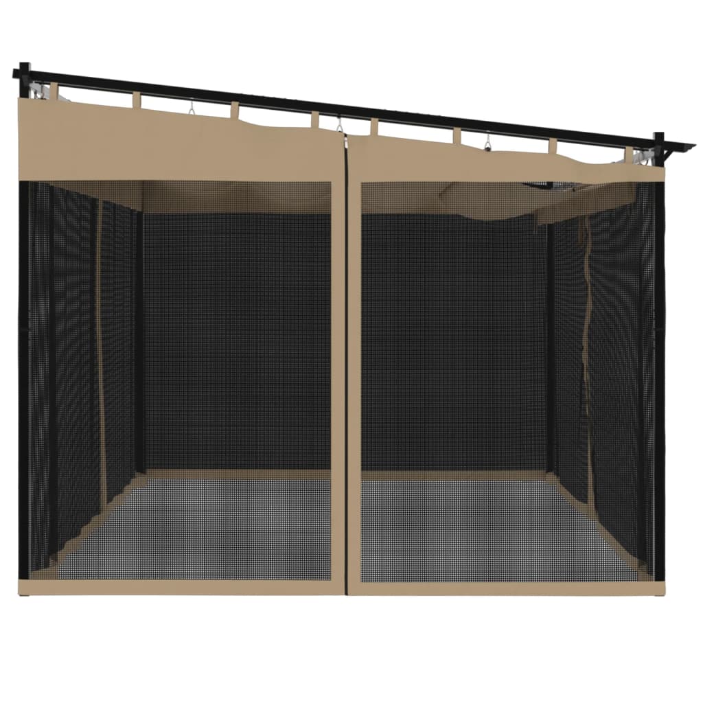 vidaXL Pavillon mit Netzwänden Taupe 4x3 m Stahl - Image 5