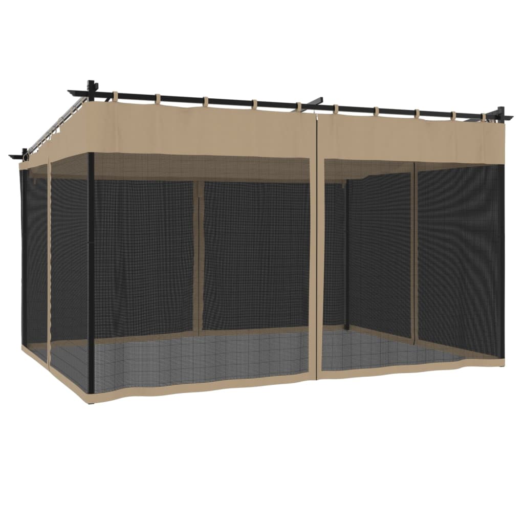 vidaXL Pavillon mit Netzwänden Taupe 4x3 m Stahl - Image 6