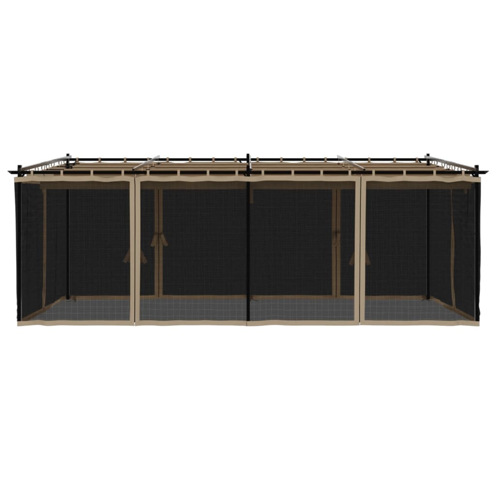 vidaXL Pavillon mit Netzwänden Taupe 6x3 m Stahl - Image 4
