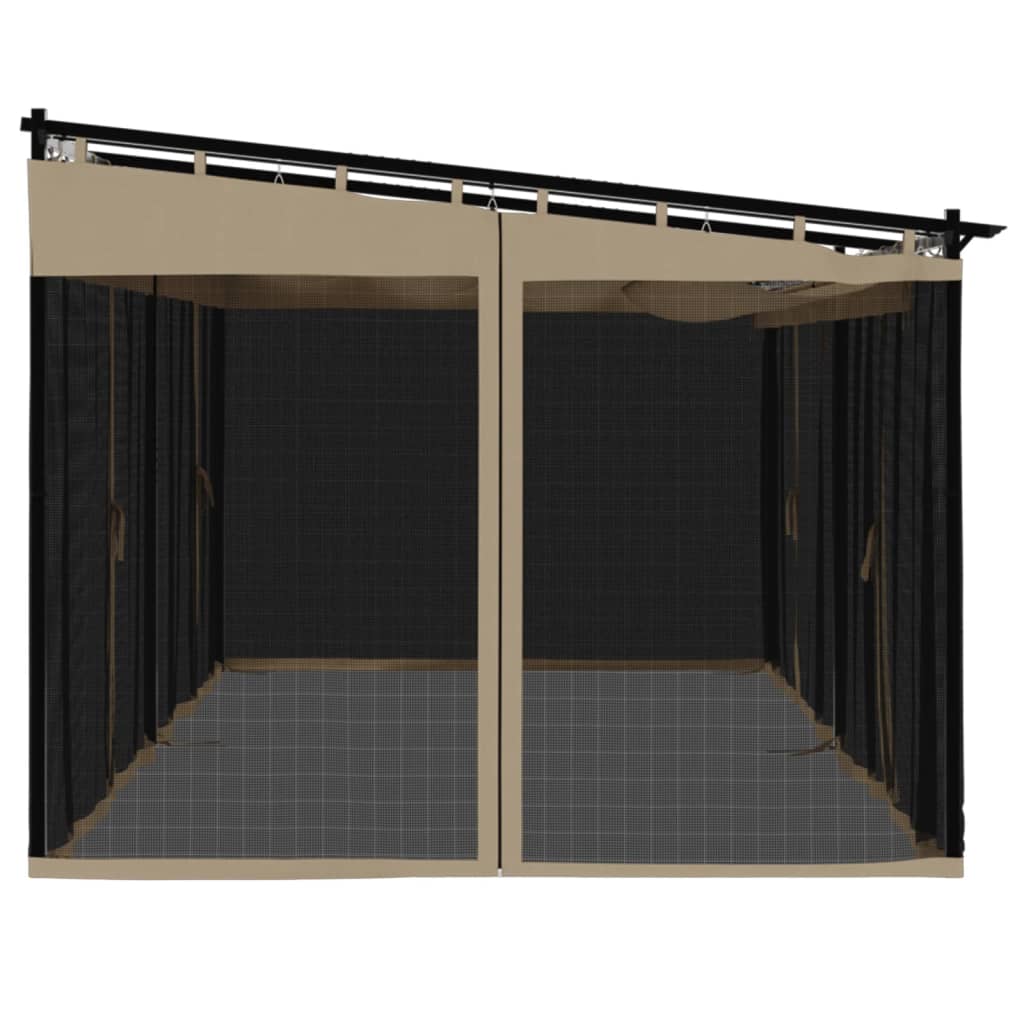 vidaXL Pavillon mit Netzwänden Taupe 6x3 m Stahl - Image 5