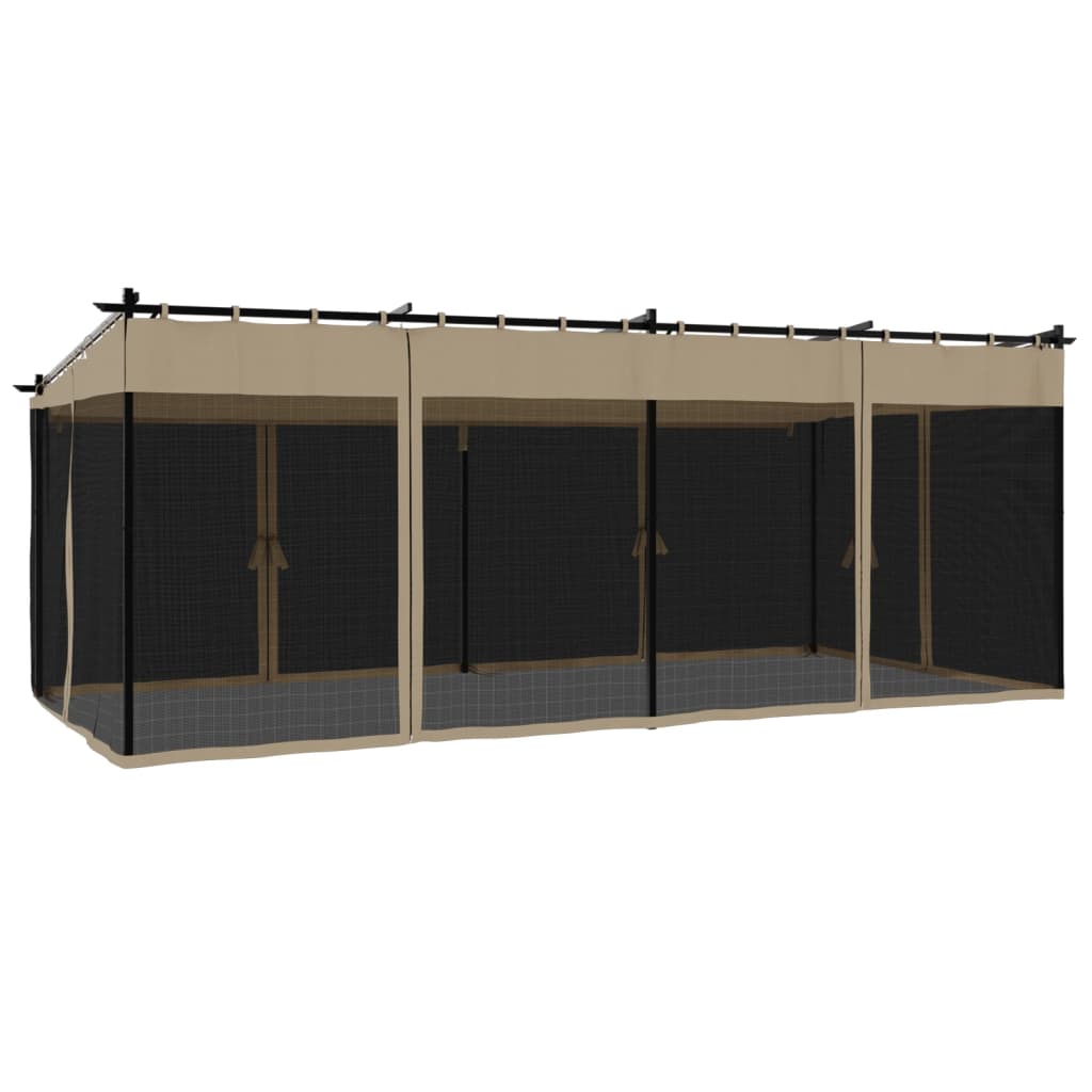 vidaXL Pavillon mit Netzwänden Taupe 6x3 m Stahl - Image 6