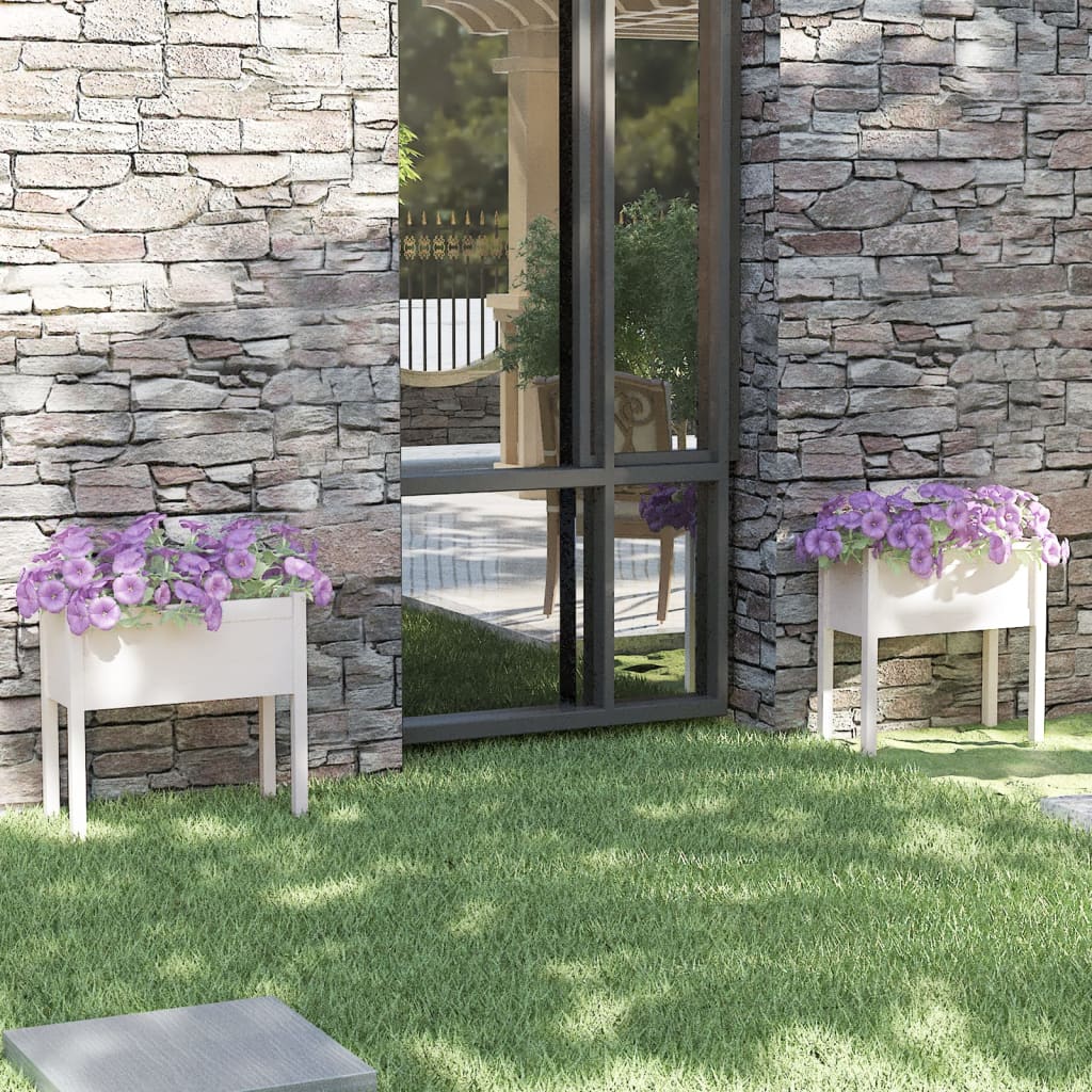 vidaXL Pflanzkübel 2 Stk. Weiß 70x31x70 cm Massivholz Kiefer