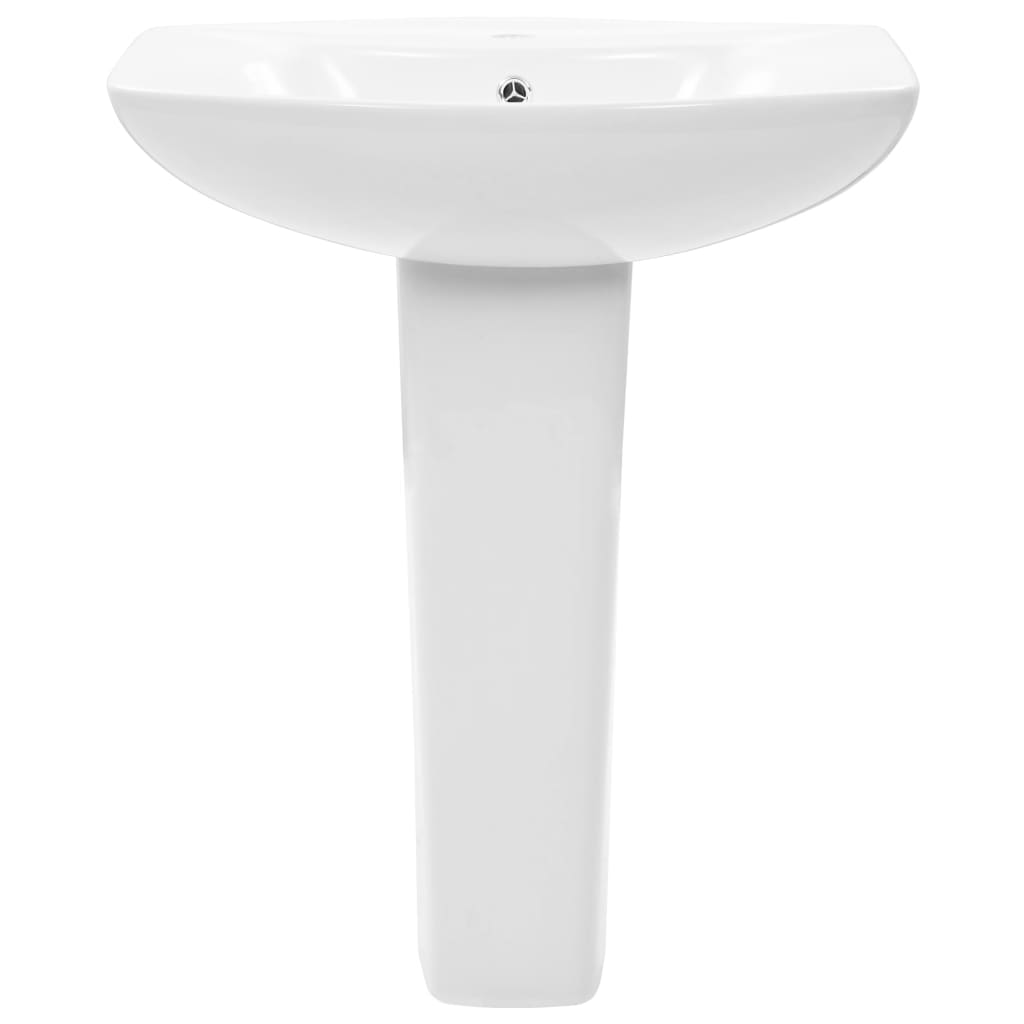 vidaXL Freistehendes Waschbecken mit Säule Keramik Weiß 650x520x200 mm - Image 3