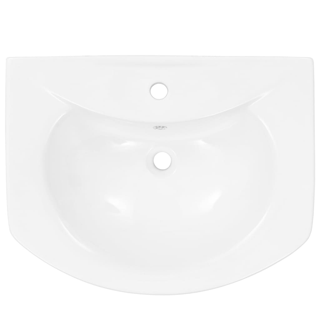 vidaXL Freistehendes Waschbecken mit Säule Keramik Weiß 650x520x200 mm - Image 5