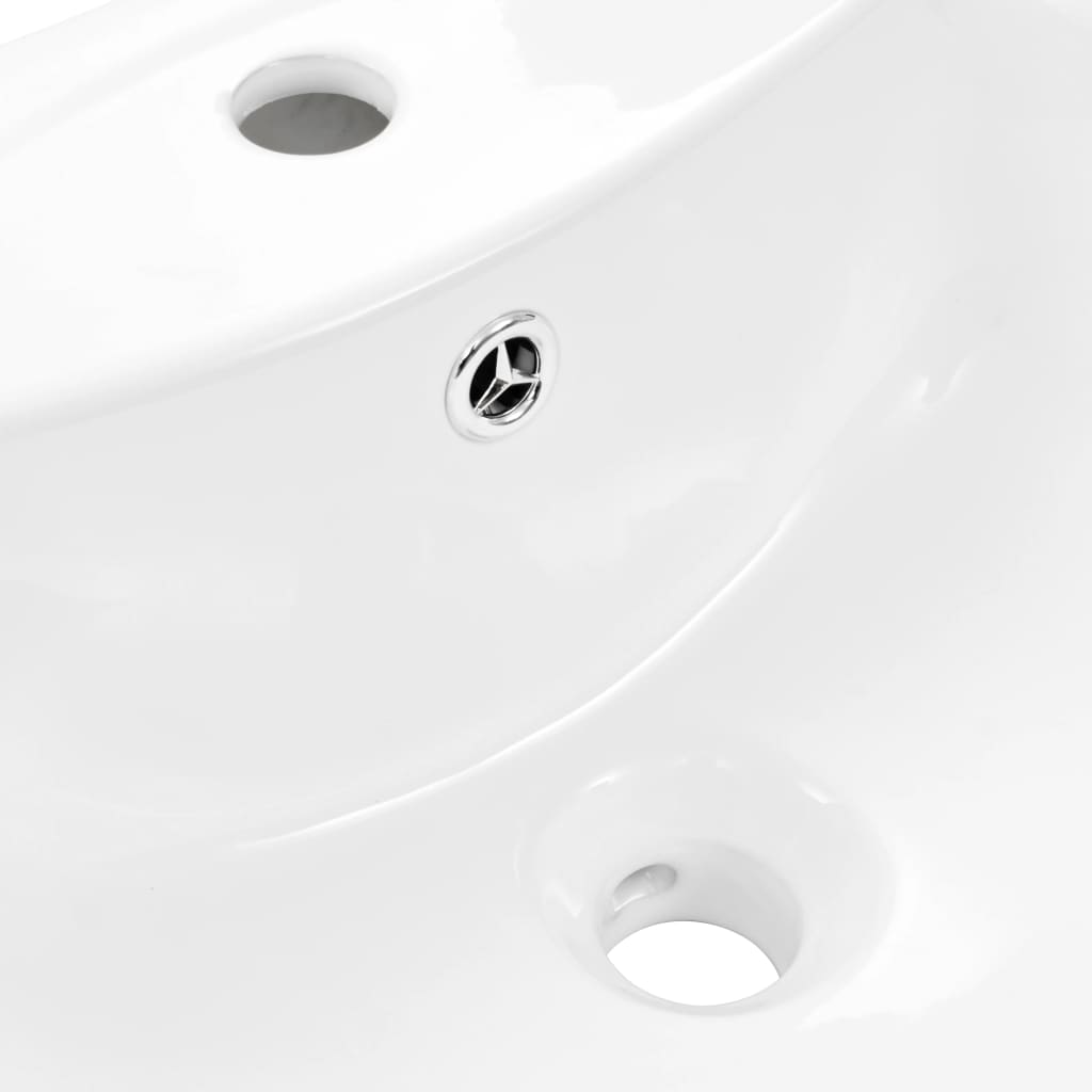 vidaXL Freistehendes Waschbecken mit Säule Keramik Weiß 650x520x200 mm - Image 6