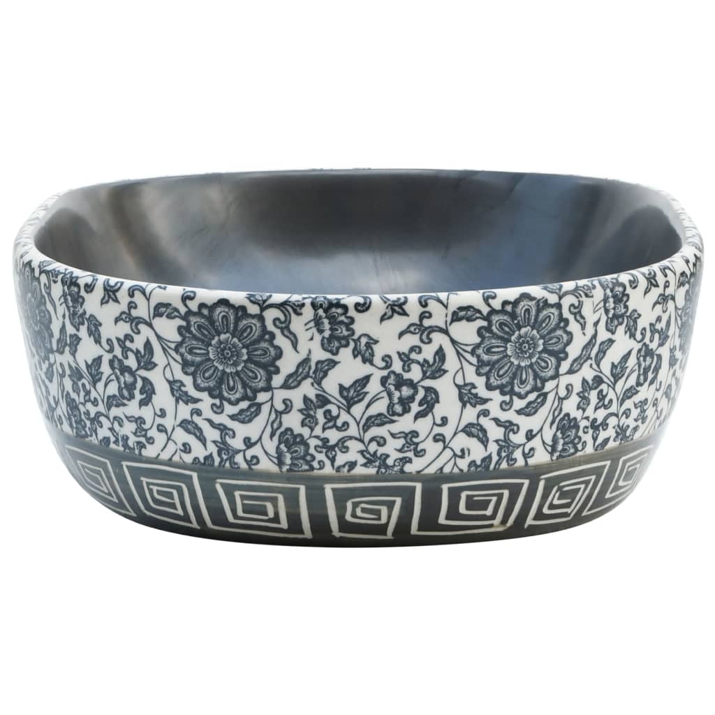 vidaXL Aufsatzwaschbecken Schwarz und Blau Oval 47x33x13 cm Keramik - Image 5
