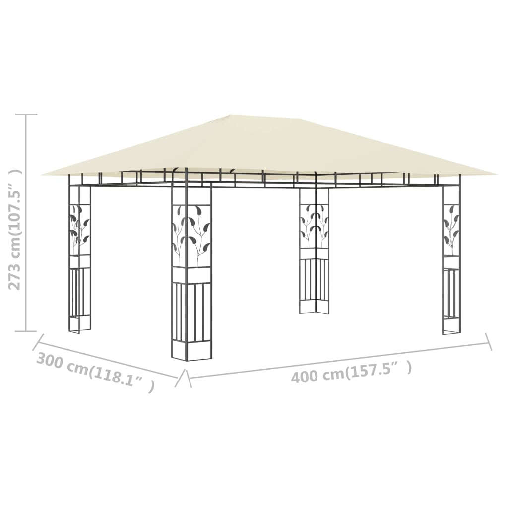 vidaXL Pavillon mit Moskitonetz 4x3x2,73 m Creme 180 g/m² - Image 6