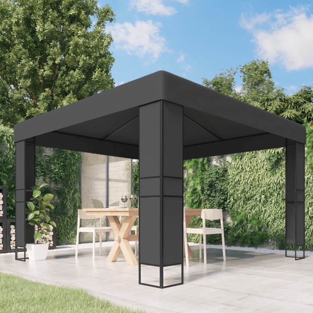 vidaXL Pavillon mit Doppeldach 3 x 3 m Anthrazit