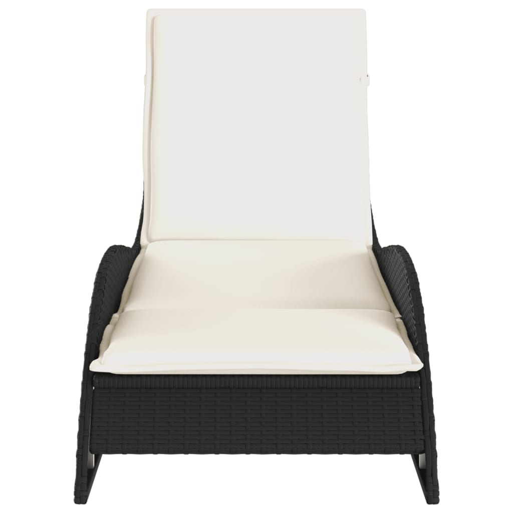 vidaXL Sonnenliege mit Auflage Schwarz 60x205x73 cm Poly Rattan - Image 4