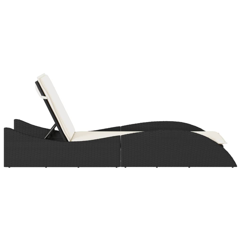 vidaXL Sonnenliege mit Auflage Schwarz 60x205x73 cm Poly Rattan - Image 5