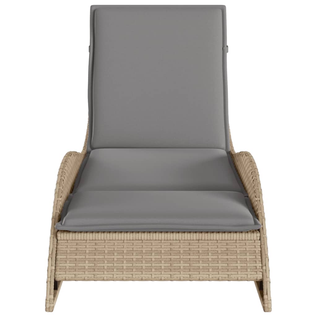 vidaXL Sonnenliege mit Auflage Beige 60x205x73 cm Poly Rattan - Image 4