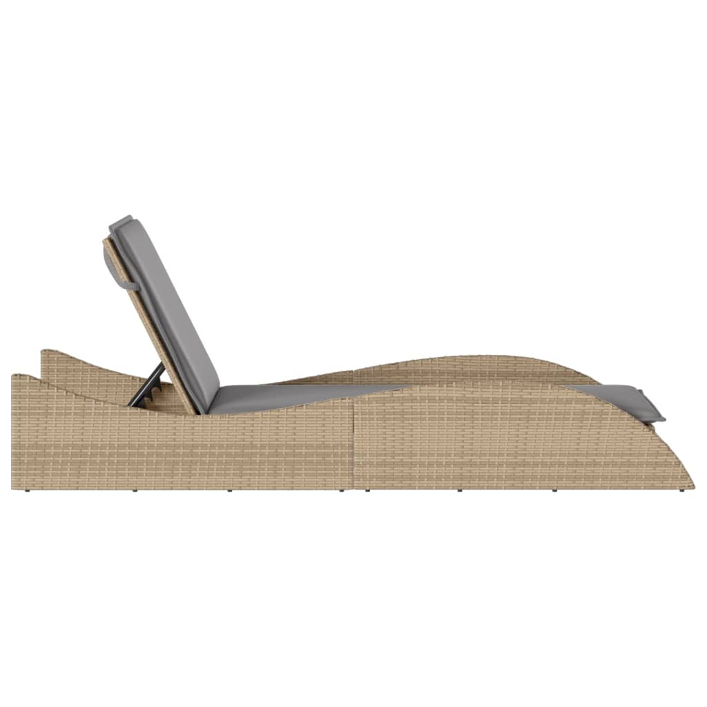 vidaXL Sonnenliege mit Auflage Beige 60x205x73 cm Poly Rattan - Image 5