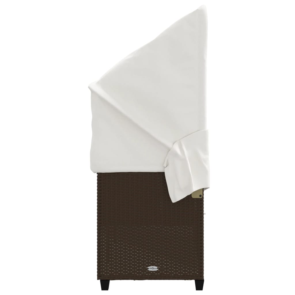 vidaXL Sonnenliege mit Dach und Kissen Braun Poly Rattan - Image 6