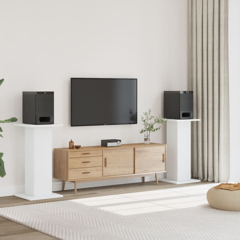 vidaXL Lautsprecherständer 2 Stk. Weiß 30x30x80 cm Holzwerkstoff