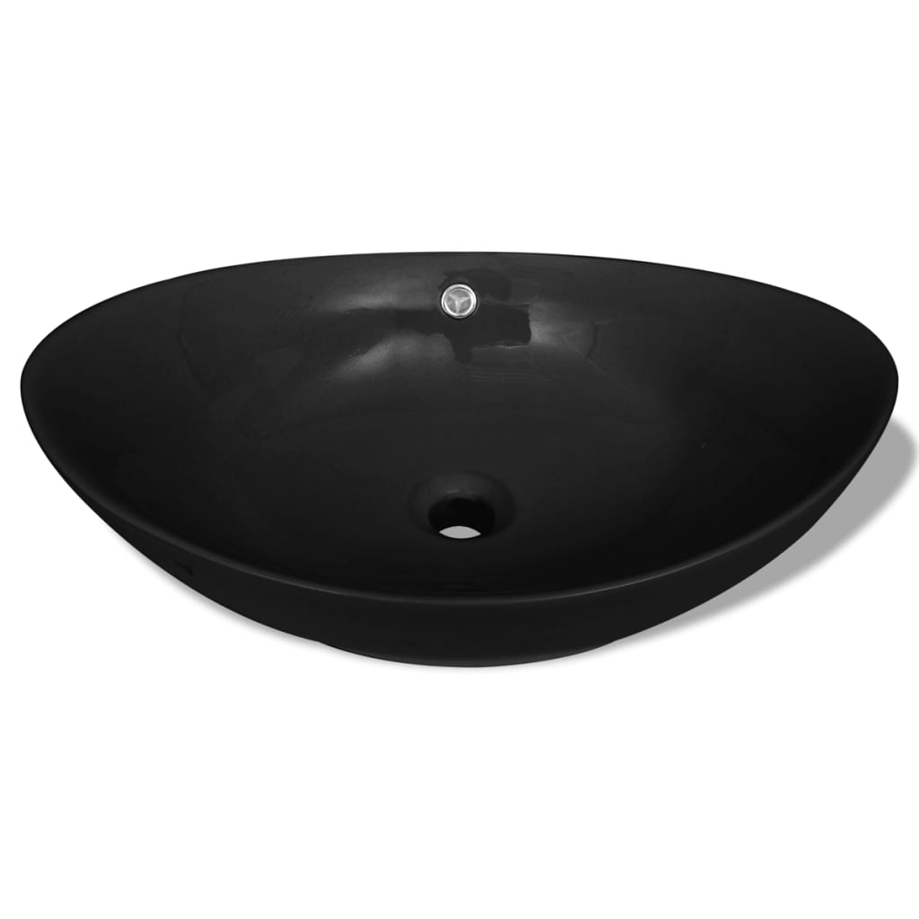Luxuriöses Keramik Waschbecken Oval Schwarz - Image 3