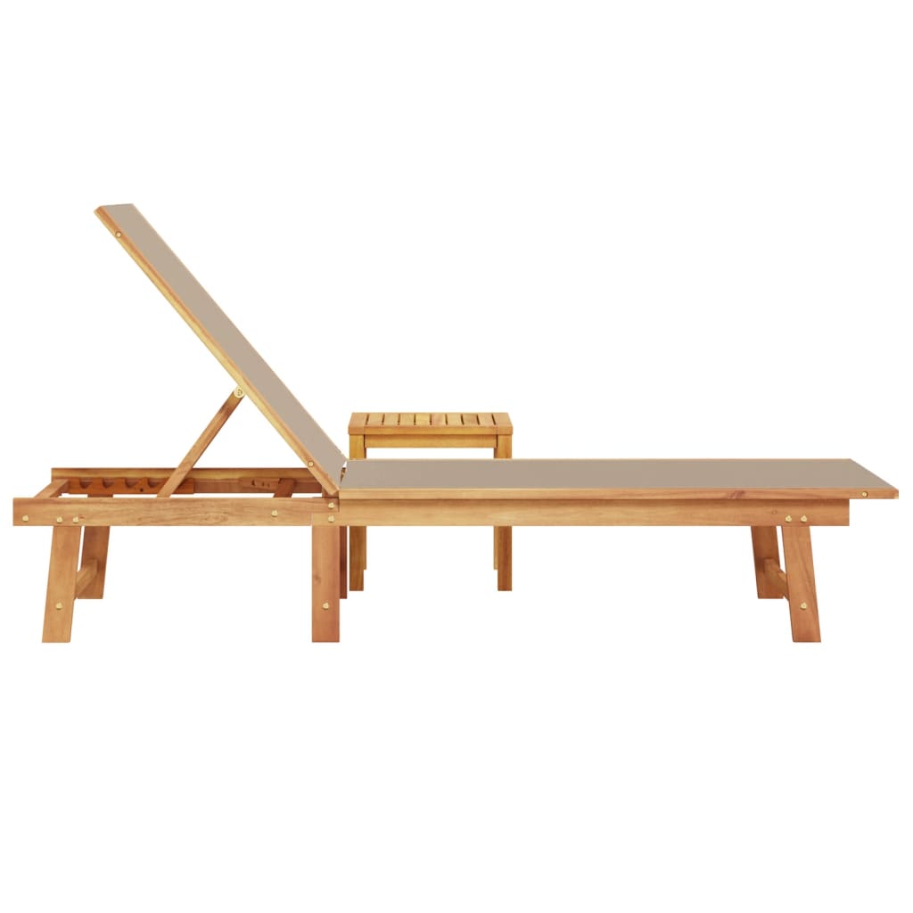 vidaXL Sonnenliege mit Tisch Taupe Massivholz Akazie und Textilene - Image 4